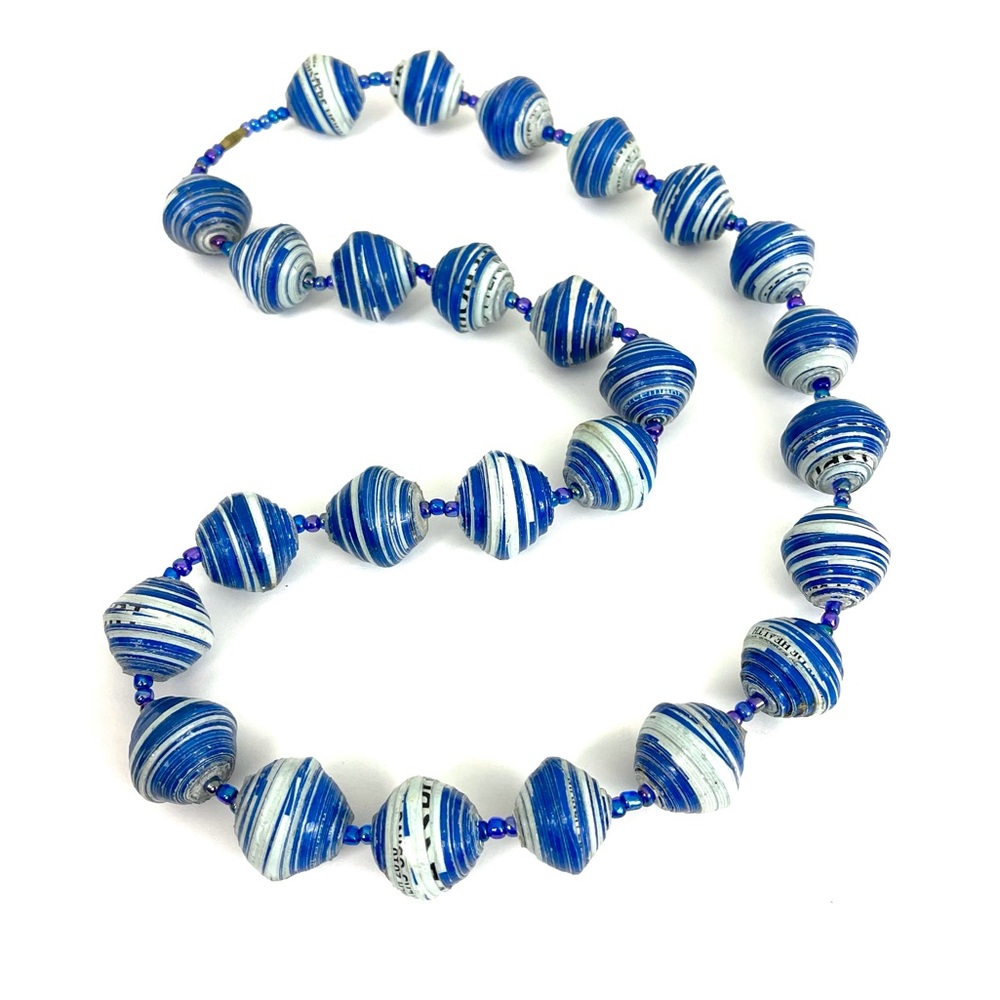 Vintage Handmade Paper Bead Long Necklace